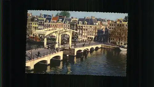 Amsterdam Niederlande Amstel met mager brug Kat. Amsterdam