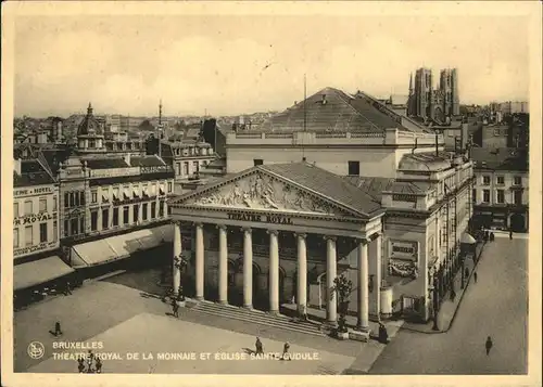 Bruessel Bruxelles Theatre Royal de la Monnaie et Eglise Sainte Gudule Kat. 