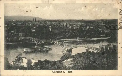 Coblenz Koblenz Rhein Bruecke Schiffe  Kat. Koblenz