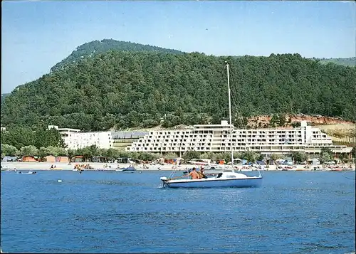 Rabac Kroatien Hotel Mimosa Blick vom Meer Segelboot Kat. Kroatien