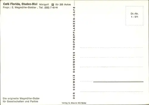 Studen Biel Cafe Florida Wegmueller Stube Kat. Biel