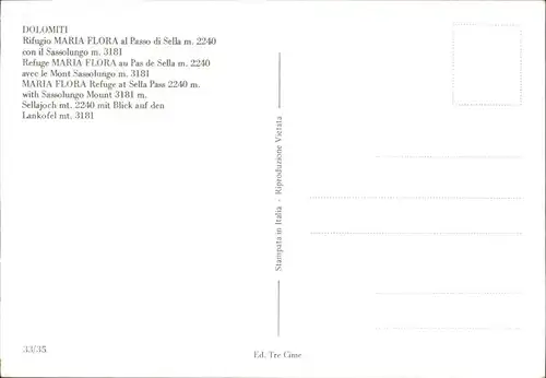 Dolomiti Rifugio Maria Flora Kat. Italien