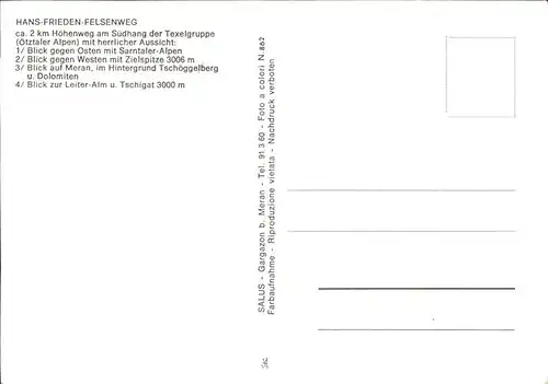 Suedtirol Hans Frieden Felsenweg Hochmut Leiter Alm Kat. Italien