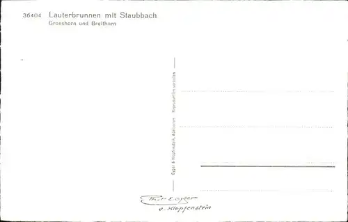 Lauterbrunnen BE mit Staubbach Wasserfall Grosshorn Breithorn Berner Alpen Kat. Lauterbrunnen