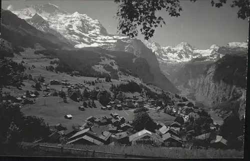 Wengen BE Panorama mit Breithorn Lauterbrunnental Staubbach Berner Alpen Kat. Wengen