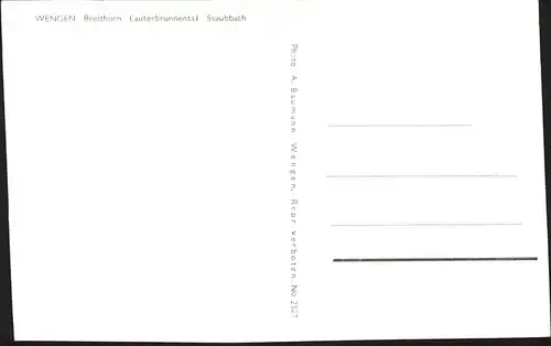 Wengen BE Panorama mit Breithorn Lauterbrunnental Staubbach Berner Alpen Kat. Wengen