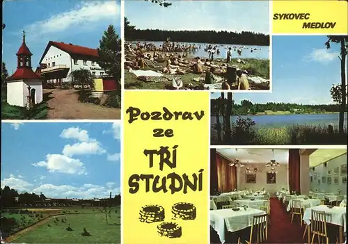 Tri Studne Hotel Jednota Sykovec Medlov Teich Badestrand Kapelle