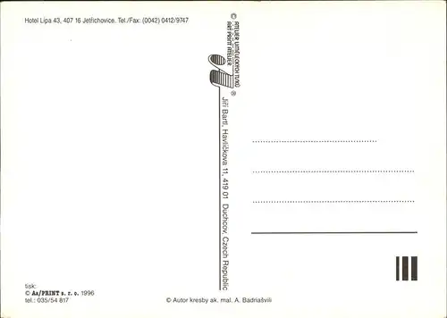 Jetrichovice Hotelu "Lipa" Kuenstlerkarte