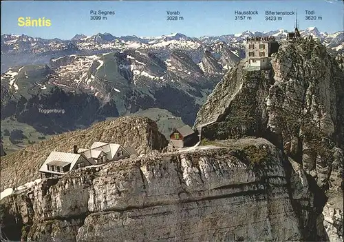 Saentis AR Fliegeraufnahme mit Observatorium und Alpen Kat. Saentis