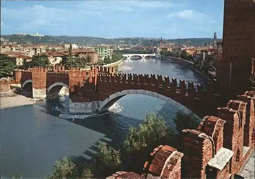 Verona Italia Ponte Scaligero e panorama Kat. 