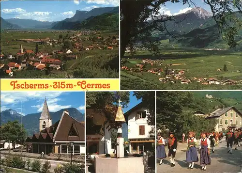 Tscherms Panorama Kirche Strassenfest