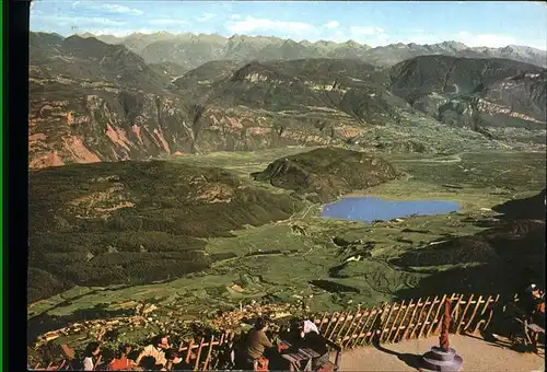 Kaltern Weinstrasse Tirol Blick vom Penegal gegen Dolomiten und Kalterersee Kat. 