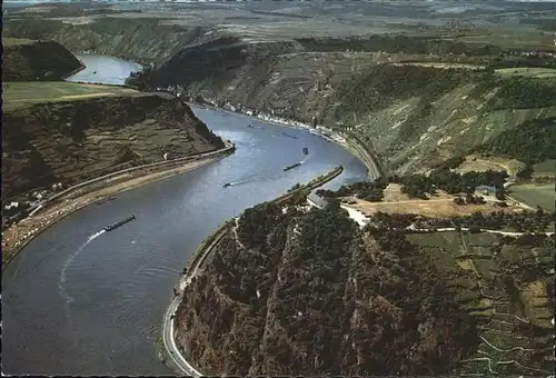 Lorelei Loreley am Rhein Fliegeraufnahme Kat. Sankt Goarshausen