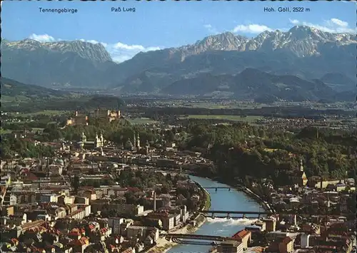 Salzburg Oesterreich Panorama mit Salzach Tennengebirge Hoh Goell / Salzburg /Salzburg und Umgebung