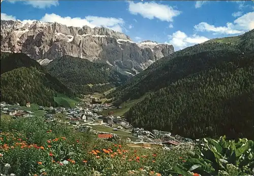 Wolkenstein Groeden Panorama mit Dolomiten Kat. Groeden Tirol