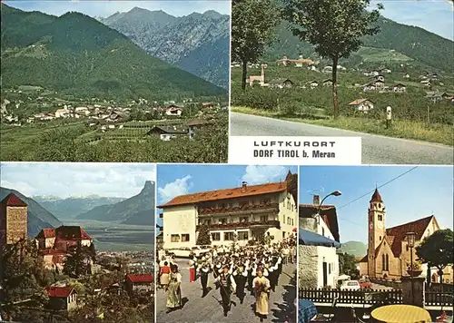 Dorf Tirol Panorama Burg Festzug Kirche  Kat. Italien