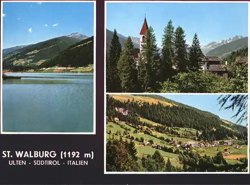 St Walburg Suedtirol Panorama mit See und Kirche