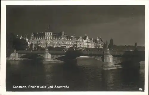 Konstanz Bodensee Rheinbruecke und Seestrasse Kat. Konstanz