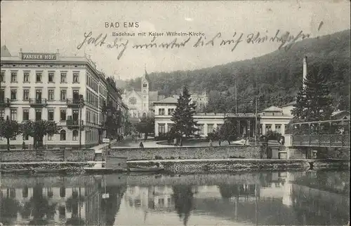 Bad Ems Lahn Badehaus mit Kaiser Wilhelm Kirche Kat. Bad Ems