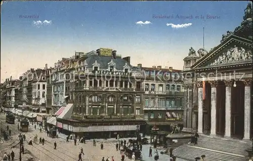 Bruxelles Bruessel Boulevars Anspach et la Bourse Strassenbahn Kat. 