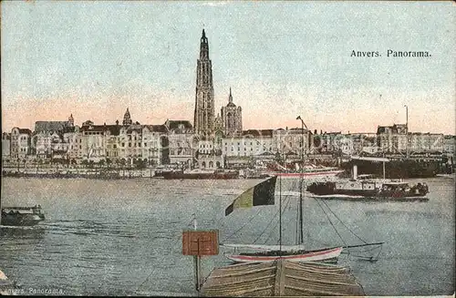 Anvers Antwerpen Panorama Dampfschiff Kat. 