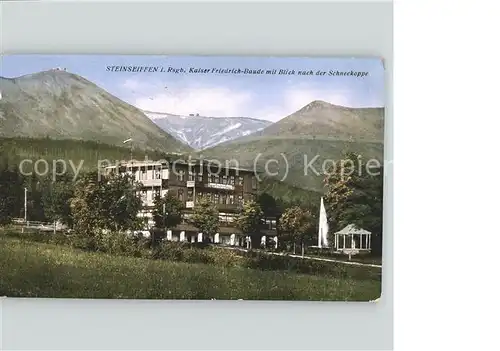 Steinseiffen Kaiser Friedrich Baude Pavillon mit Blick nach der Schneekoppe Riesengebirge Kat. Sciegny Podgorzyn Giersdorf