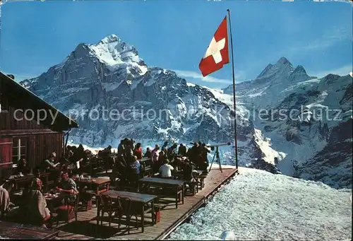 Grindelwald Restaurant First mit Wetterhorn Kat. Grindelwald