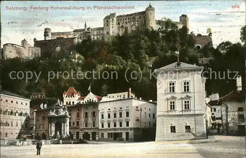 Salzburg Oesterreich Festung Hohensalzburg mit Pferdeschwemme Kat. Salzburg