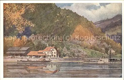 Obermuehl Donau mit Dampfschiff Kat. Oesterreich