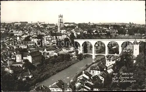 Fribourg FR La Sarine et Pont Zaehringen Kat. Fribourg FR