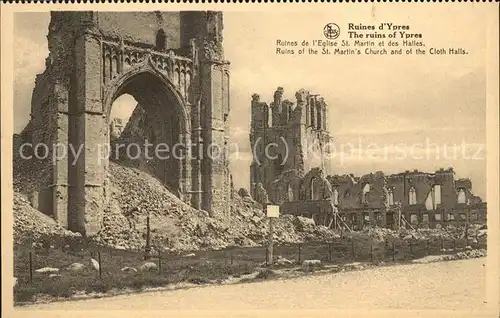 Ypres Ypern West Vlaanderen Ruines de l Eglise St Martin et des Halles Kat. 