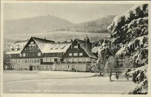 Brueckenberg Riesengebirge Berghotel Teichmannbaude mit Schneekoppe Kat. Tschechische Republik