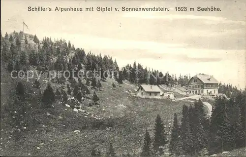 Sonnwendstein Schillers Alpenhaus mit Gipfel vom Sonnenwendstein Kat. Oesterreich