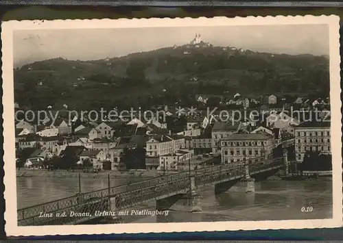 Urfahr Linz Donau mit Poestlingberg und Wallfahrtsbasilika Bruecke Kat. Linz