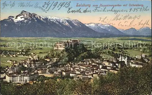 Salzburg Oesterreich Stadtblick vom Kapuzinergarten mit Festung Hohensalzburg / Salzburg /Salzburg und Umgebung