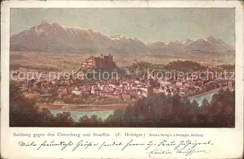 Salzburg Oesterreich mit Festung Hohensalzburg Untersberg und Stauffen / Salzburg /Salzburg und Umgebung