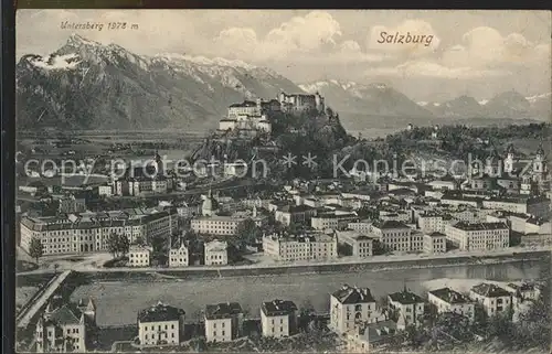 Salzburg Oesterreich mit Festung Hohensalzburg Untersberg und Stauffen / Salzburg /Salzburg und Umgebung