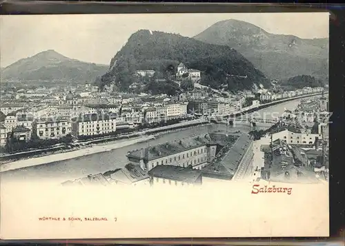 Salzburg Oesterreich Staatsbruecke Altstadt mit Festung Hohensalzburg / Salzburg /Salzburg und Umgebung