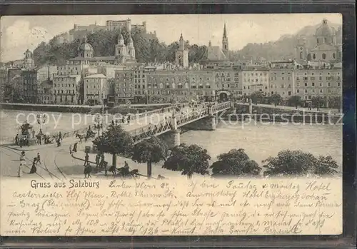 Salzburg Oesterreich Staatsbruecke Altstadt mit Festung Hohensalzburg / Salzburg /Salzburg und Umgebung