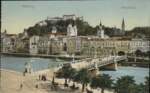 Salzburg Oesterreich Panorama mit Staatsbruecke / Salzburg /Salzburg und Umgebung