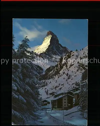 Zermatt VS Wintermorgen an der Vispa Matterhorn Walliser Alpen Kat. Zermatt