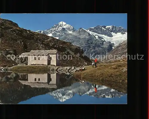 Zermatt VS Schwarzsee Kapelle Maria zum Schnee Dent Blanche Gletscher Walliser Alpen Kat. Zermatt