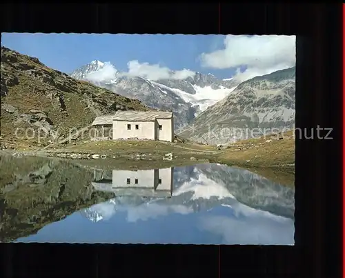 Zermatt VS Schwarzsee Kapelle Maria zum Schnee Dent Blanche Gletscher Walliser Alpen Kat. Zermatt