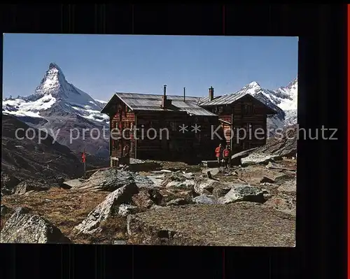 Zermatt VS Touristenhaus Fluhalp Berghaus Matterhorn Dent Blanche Walliser Alpen Kat. Zermatt