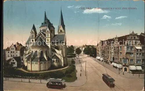 Coblenz Koblenz Strassenbahn Herz Jesu Kirche Kat. Koblenz Rhein