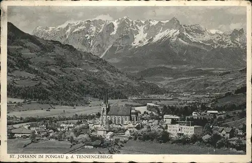 St Johann Pongau Salzburg Panorama gegen Tennengebirge Kirche Noerdliche Kalkalpen Kat. 