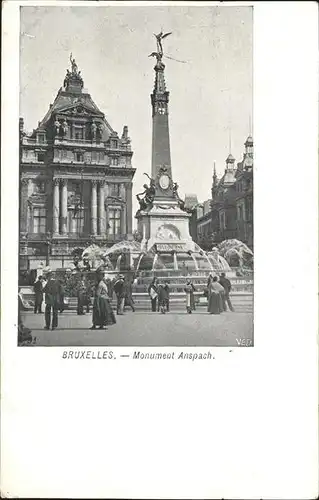 pw27970 Bruxelles Bruessel Monument Anspach a la Place de Bruckere Kategorie.  Alte Ansichtskarten