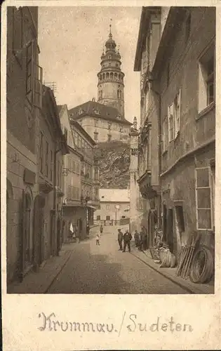 Krummau Suedboehmen Cesky Radnicka ulice Strassenpartie Kirche Kat. Cesky Krumlov