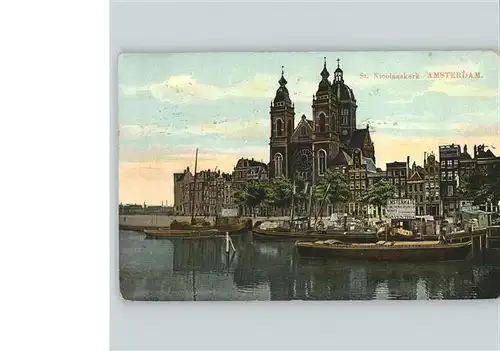 Amsterdam St. Nicolaaskerk Kirche Hafen Schiff Kat. Amsterdam