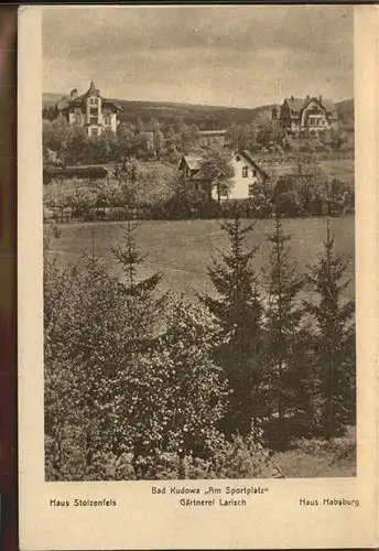 Bad Kudowa Niederschlesien Haus Stolzenfels Am Sportplatz Gaertnerei Larisch Haus Habsburg Kat. 